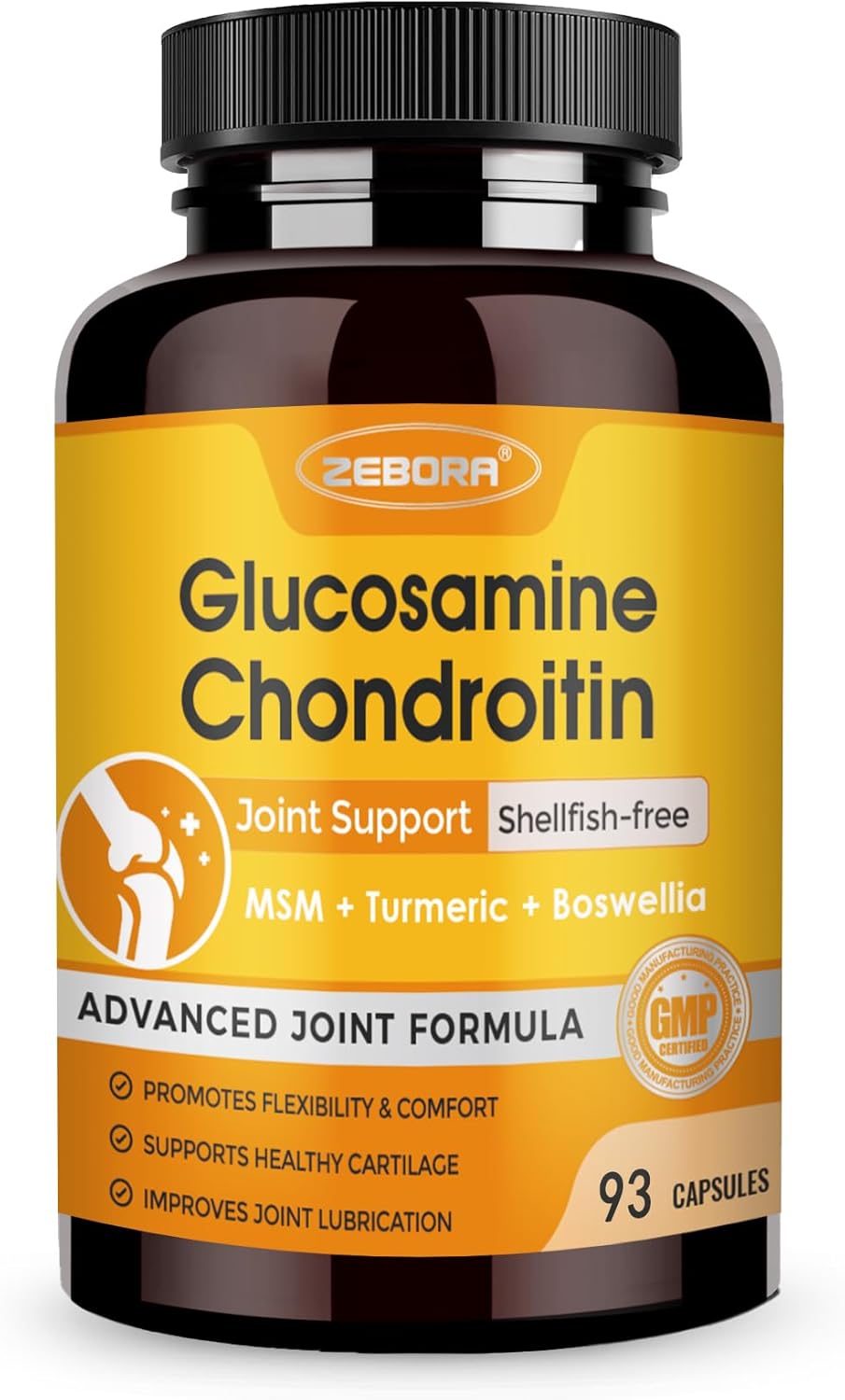 Joint Support Supplement with Glucosamine, Chondroitin, MSM, Turmeric, Boswellia - 93 Capsules