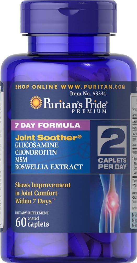 Joint Support Supplement with Glucosamine, Chondroitin, MSM & Boswellia - 60 Caplets by Puritan's Pride