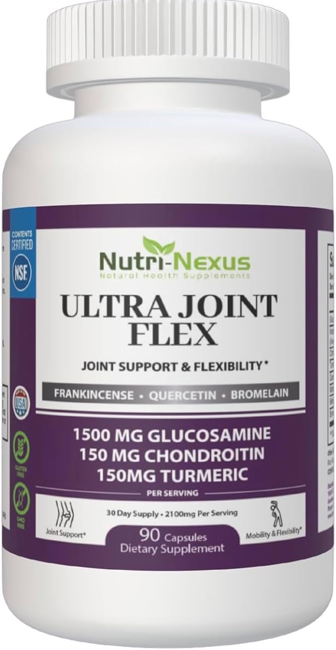 Joint Support Supplement with Glucosamine, Chondroitin, Turmeric & More - 90 Capsules for Mobility & Flexibility