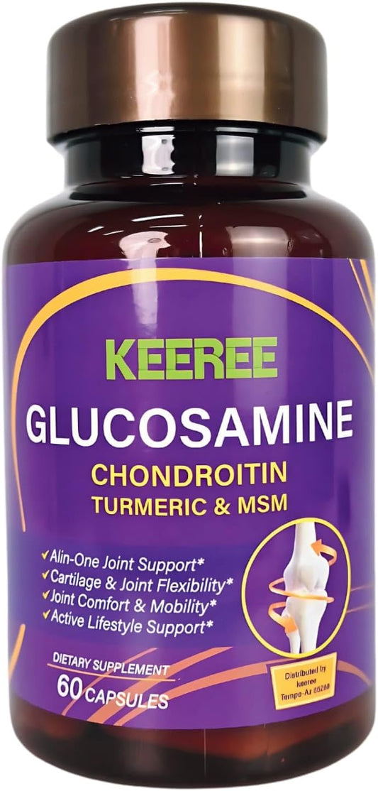 Joint Support Supplement with Glucosamine, Chondroitin, MSM & Turmeric - 60 Capsules for Cartilage & Mobility