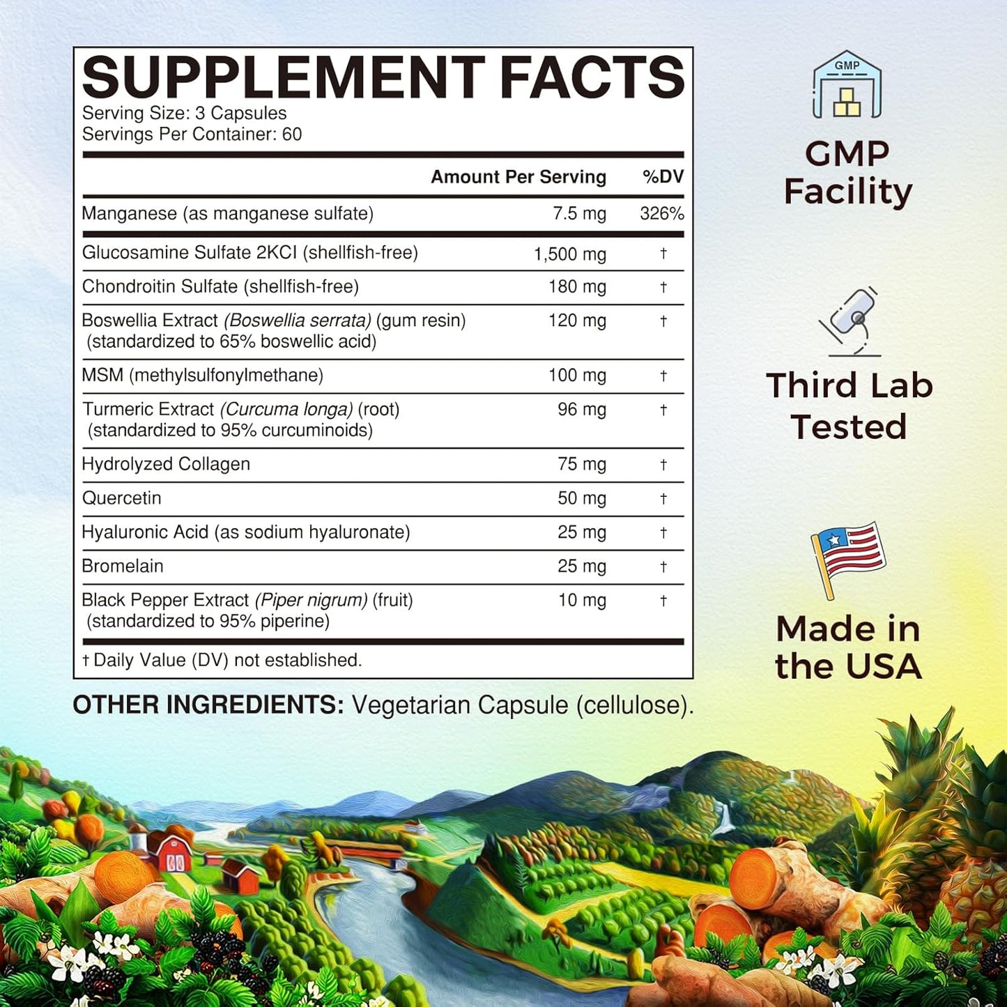 Joint Support Supplement with Glucosamine, Chondroitin, MSM, Turmeric & Collagen - 11-in-1 Joint Health Formula for Flexibility & Comfort - 180 Capsules
