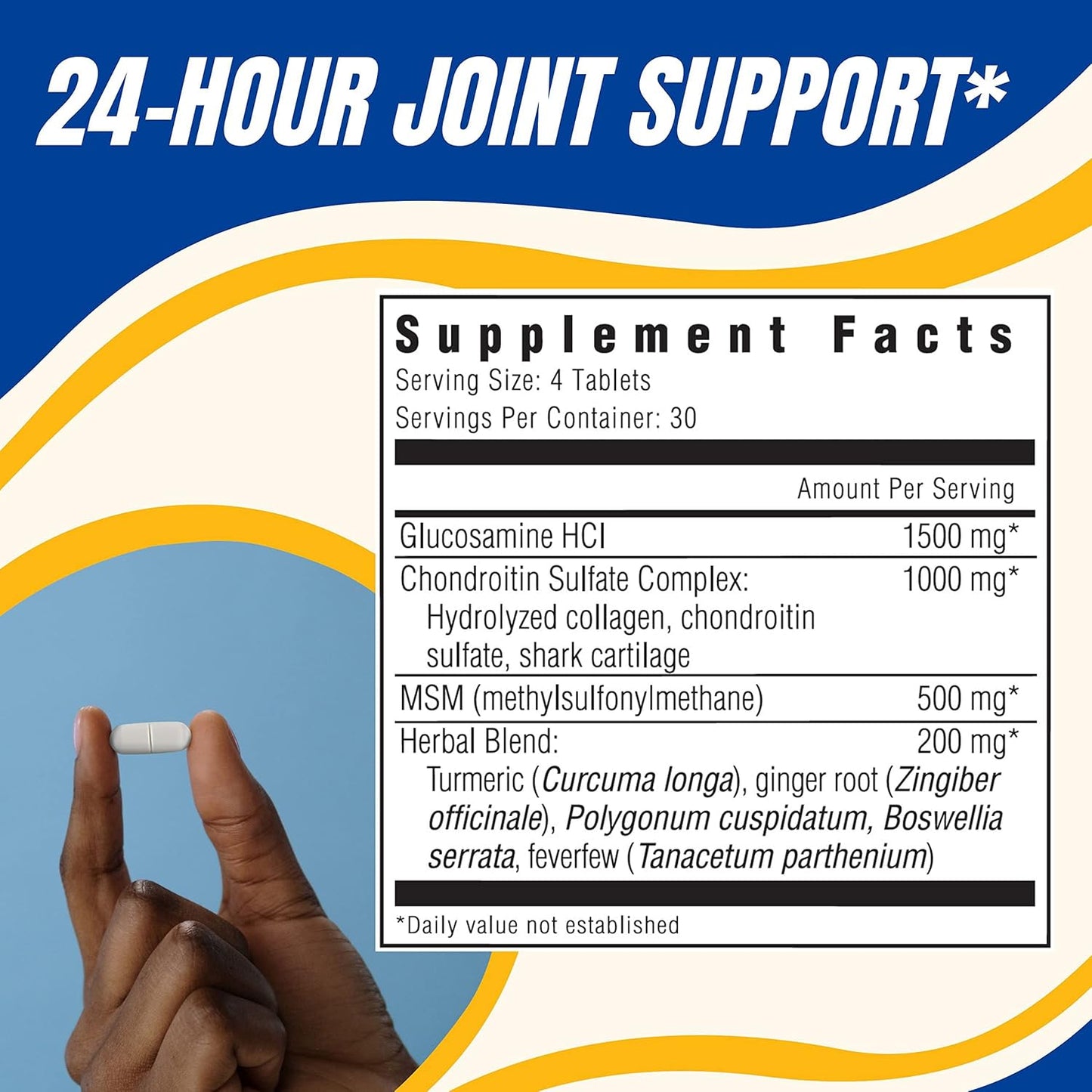 Joint Support Supplement with Glucosamine, Chondroitin Sulfate, and MSM for Healthy Bones and Mobility - 120 Count