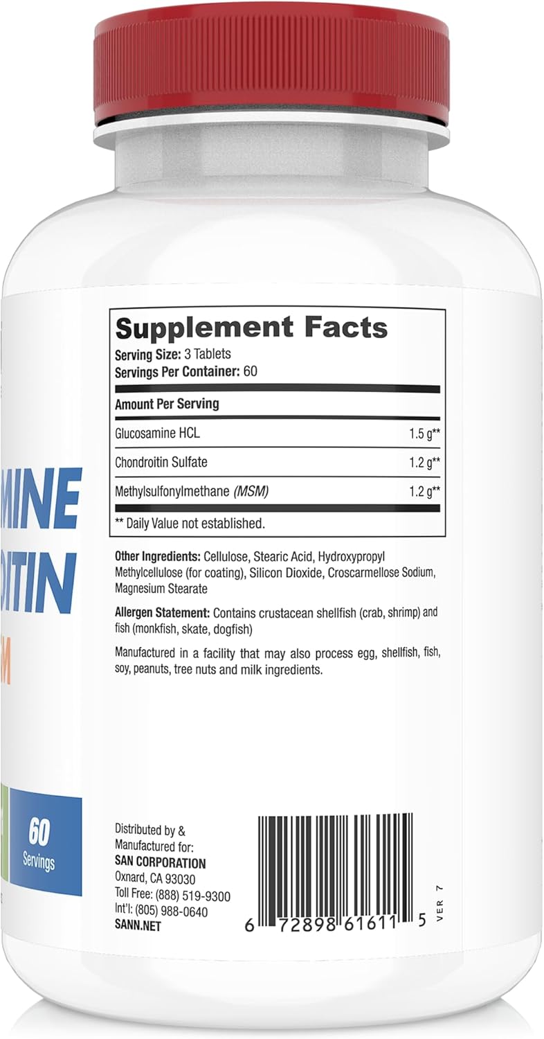 Joint Support Supplement with Glucosamine, Chondroitin, and MSM - Natural Formula for Healthy Joints and Mobility. 60 Servings