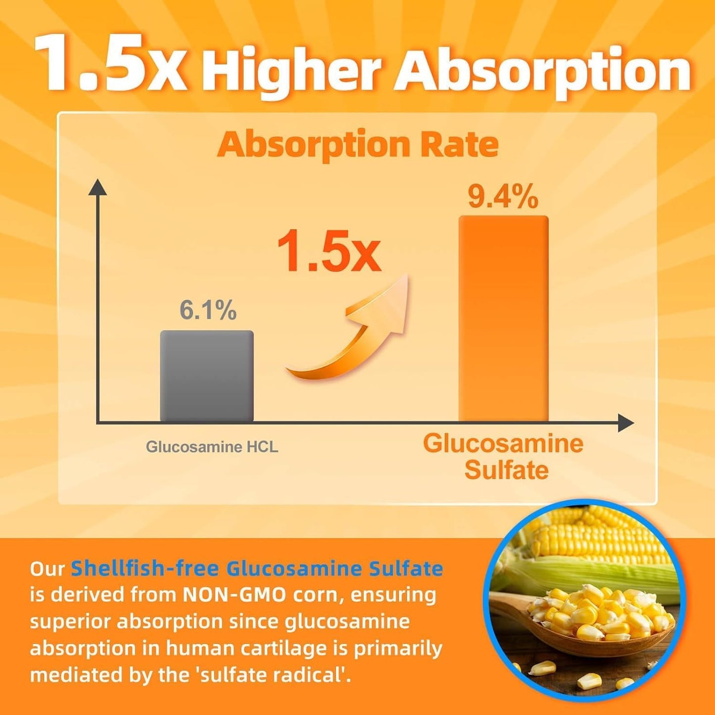 Joint Support Supplement with Glucosamine, Chondroitin, MSM, Turmeric, Boswellia - 93 Capsules