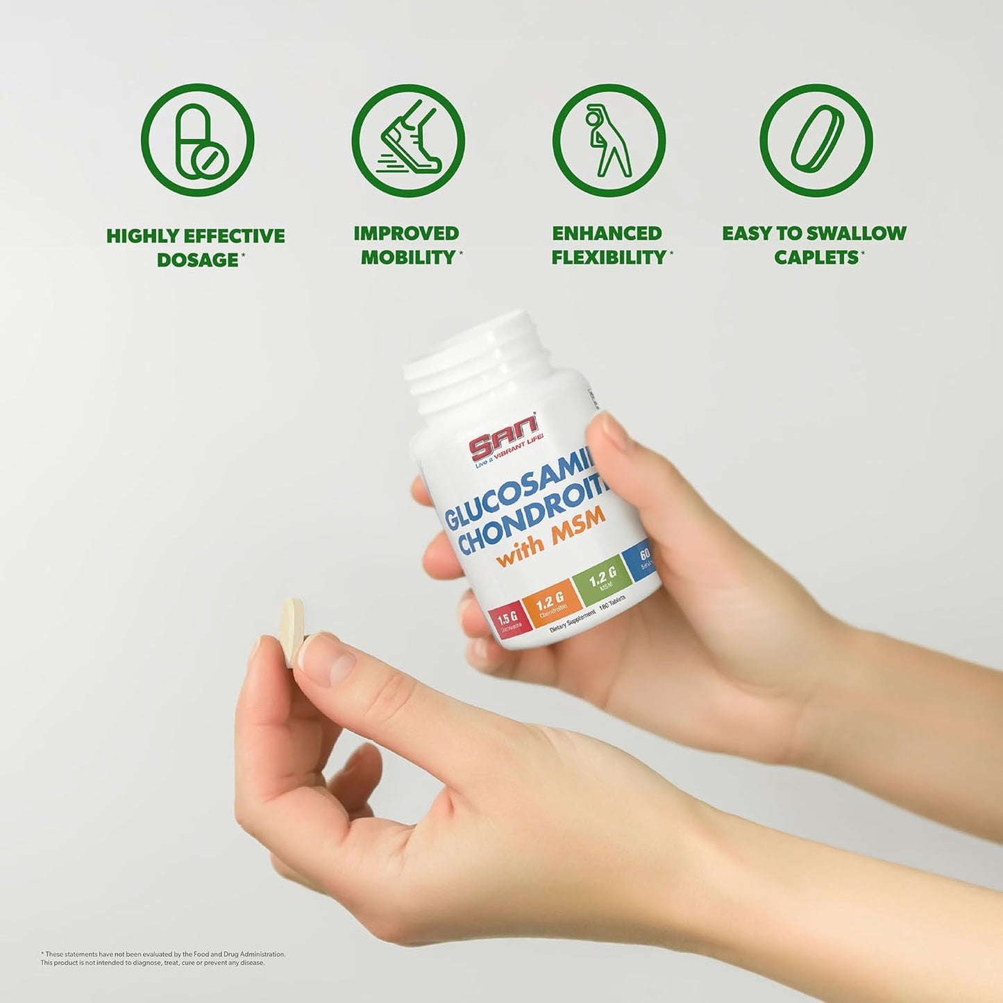 Joint Support Supplement with Glucosamine, Chondroitin, and MSM - Natural Formula for Healthy Joints and Mobility. 60 Servings