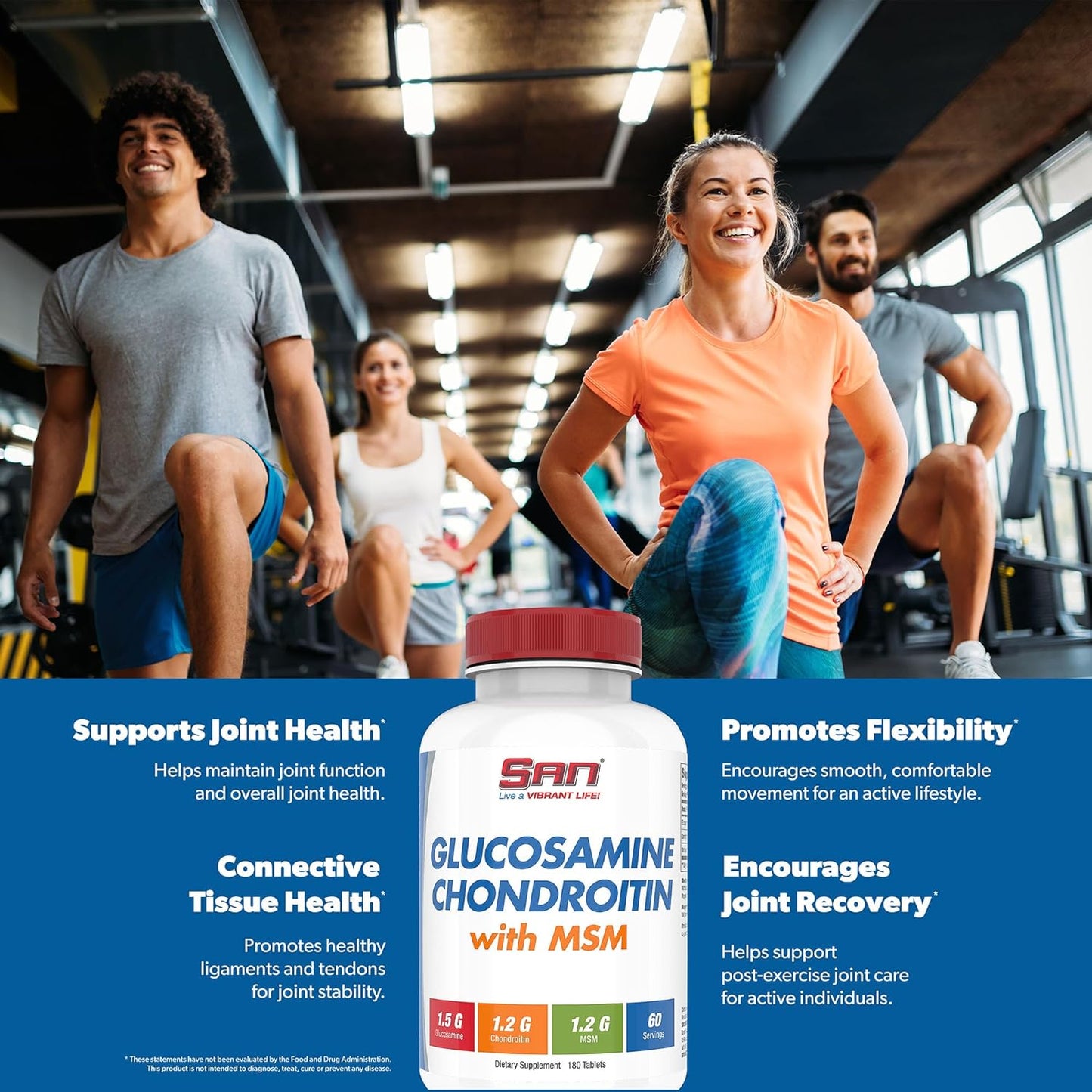 Joint Support Supplement with Glucosamine, Chondroitin, and MSM - Natural Formula for Healthy Joints and Mobility. 60 Servings