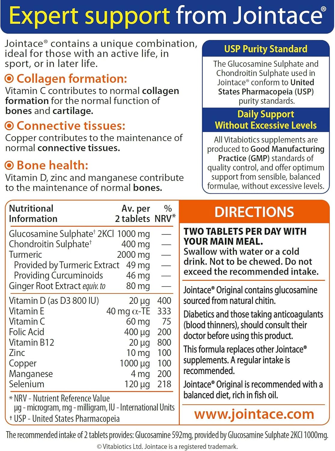 Jointace Glucosamine & Chondroitin Tablets by Vitabiotics - 30 Tablets for Joint Health