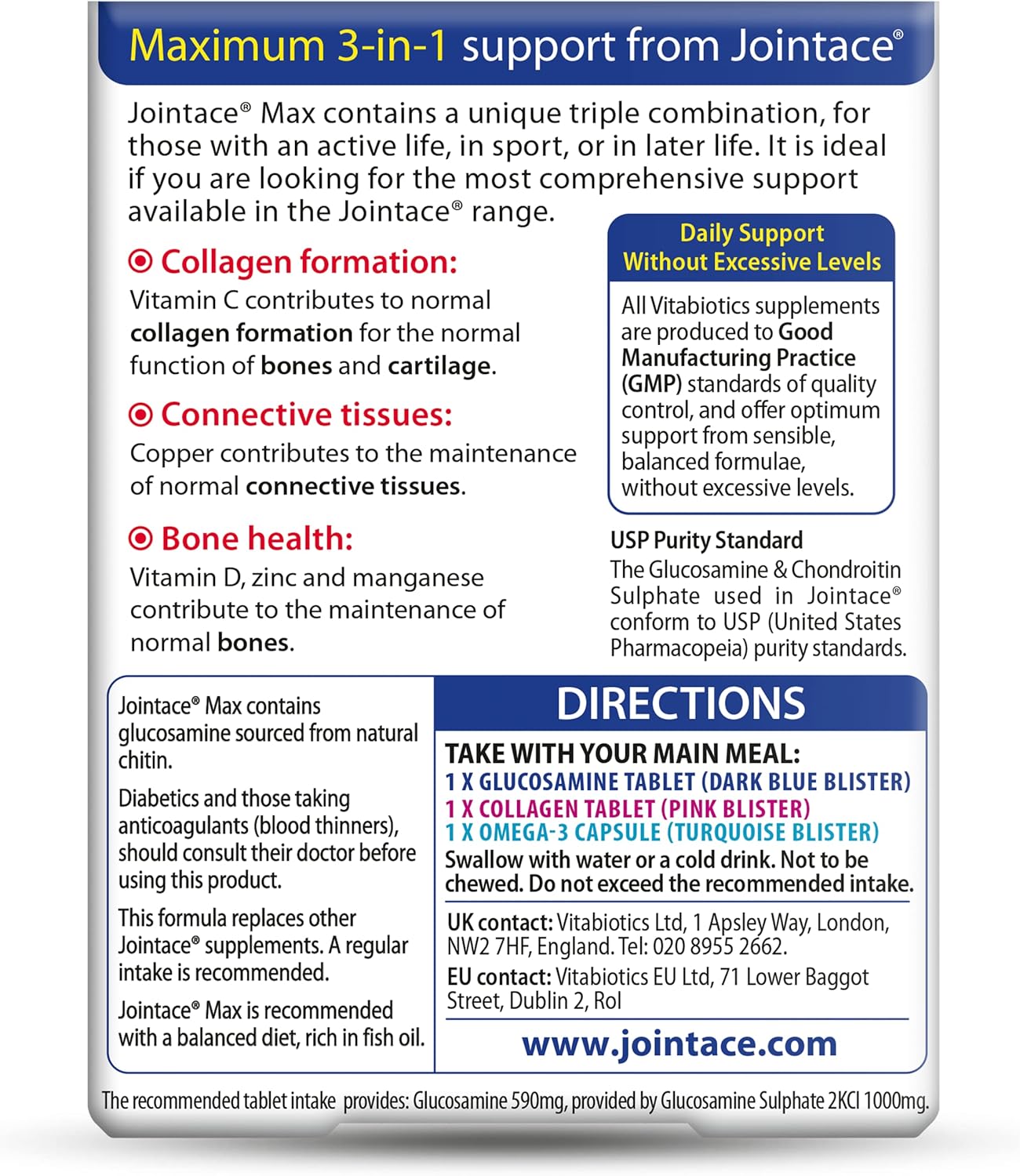 Jointace Max Tablets by Vitabiotics - 84 Tablets, Support Joint Health and Mobility