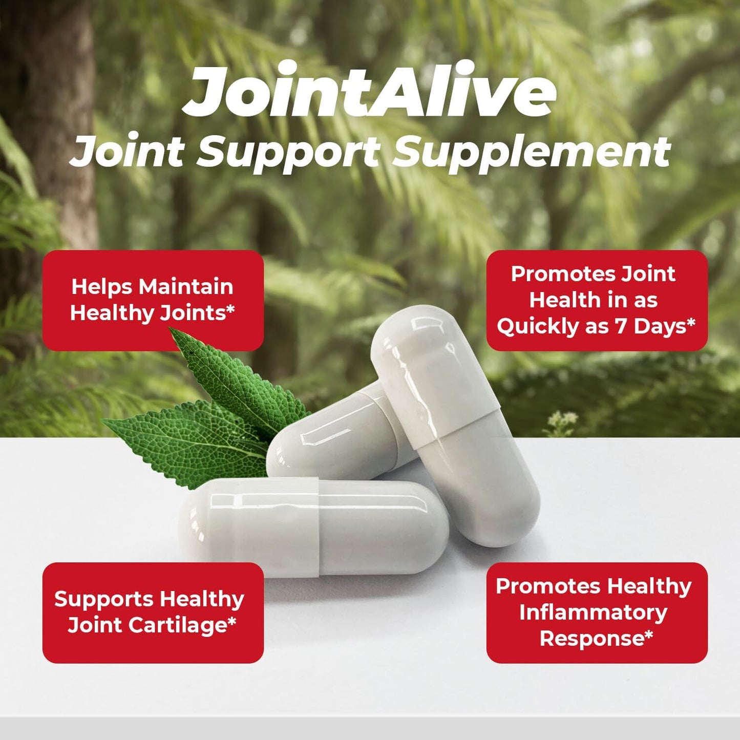 JointAlive Joint Support Supplements for Women & Men - Glucosamine Chondroitin, Relief Joints Discomfort, Cartilage Repair - Anti Inflammatory, Flexibility in 7 Days - 60 Servings