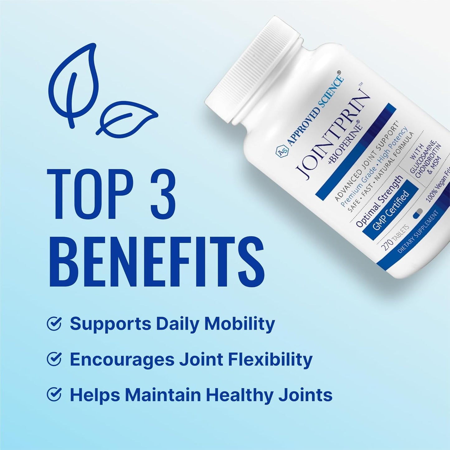Jointprin - 270 Tablets with Glucosamine, MSM, Chondroitin, Turmeric, Boswellia & BioPerine - 3 Month Supply