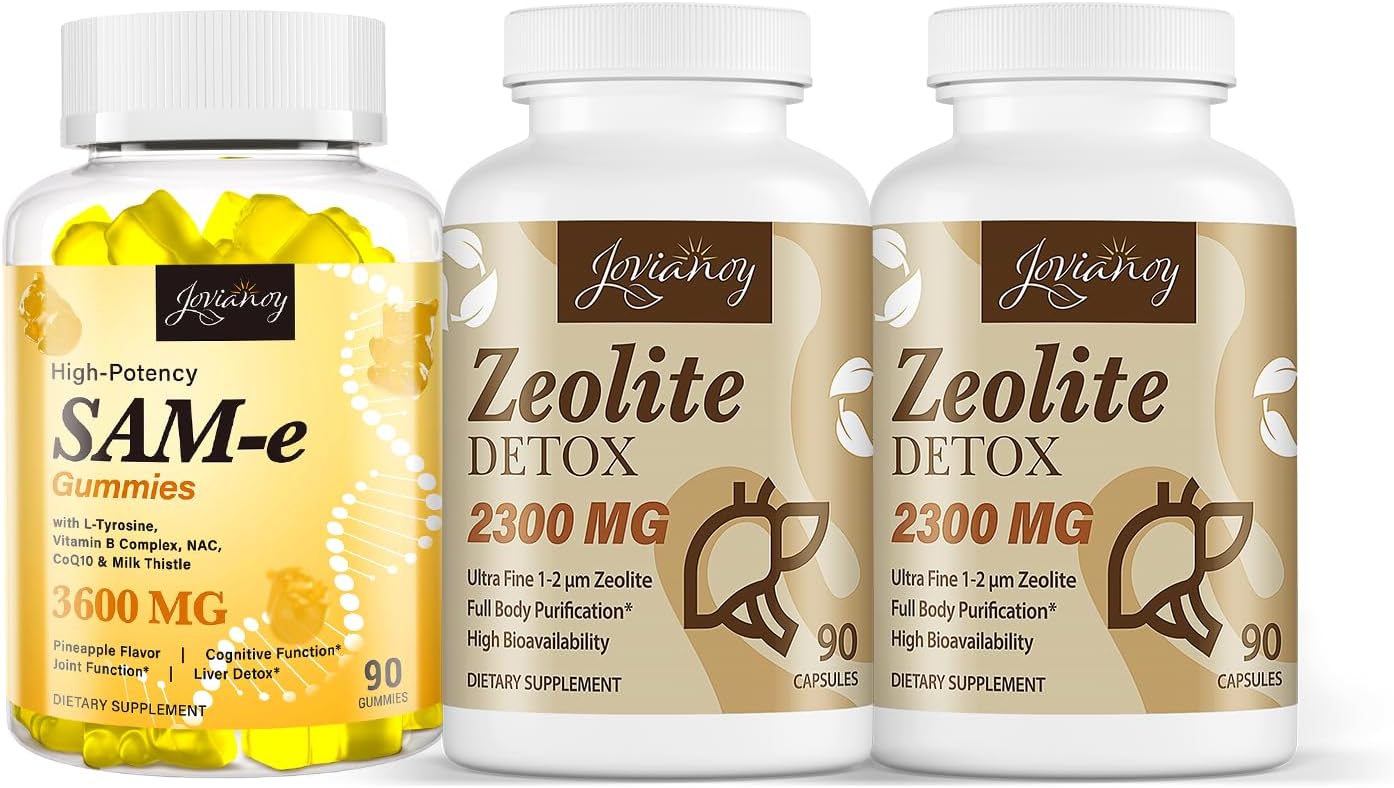 Jovianoy SAM-e Gummies with L-Tyrosine + Zeolite Detox Capsules - Powerful Combination for Wellness