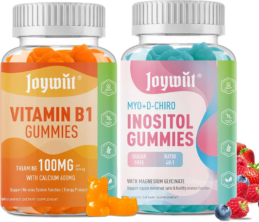 Joywiit Vitamin B1 and Inositol Gummies for Daily Energy Support and Stress Relief