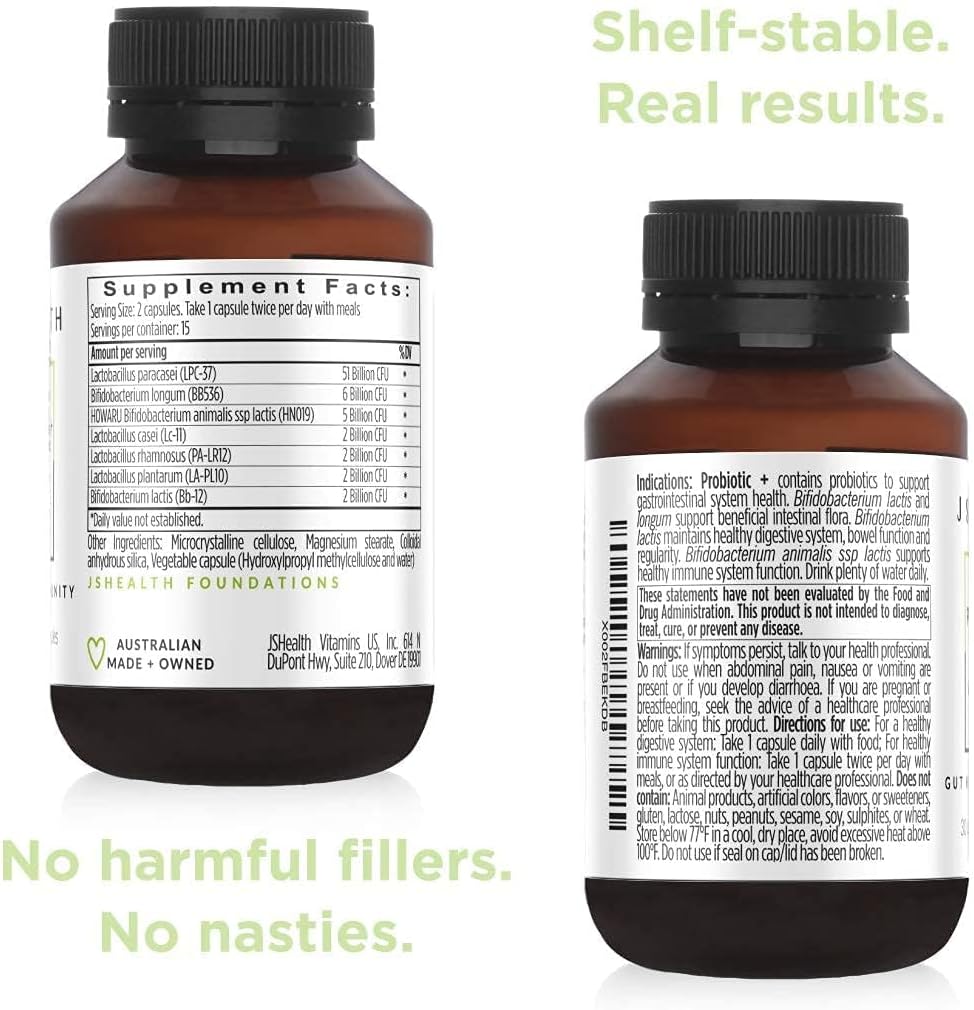 JSHealth Probiotic Supplement for Gut Health and Immunity - Probiotics for Men and Women - 30 Day Supply