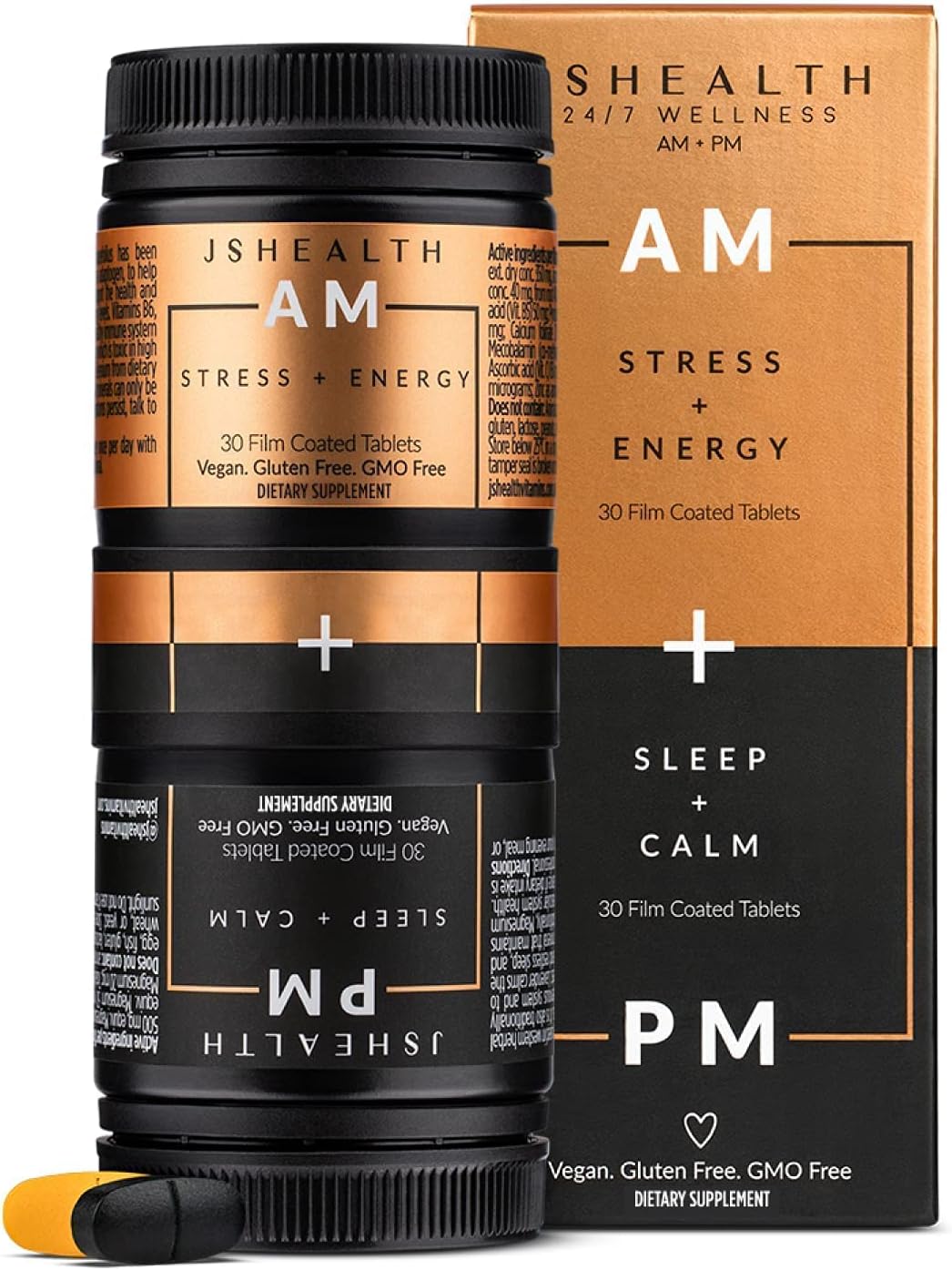 JSHealth Vitamins AM and PM Formula for Women and Men - 60 Tablets, 30 Day Supply