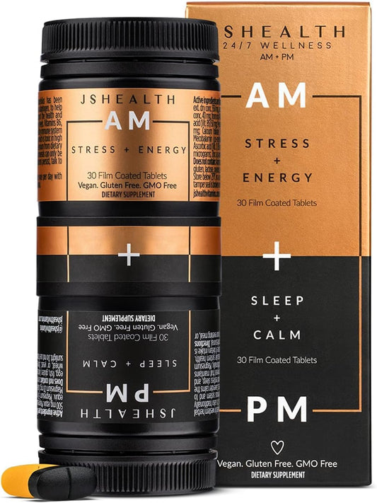 JSHealth Vitamins AM and PM Formula for Women and Men - 60 Tablets, 30 Day Supply