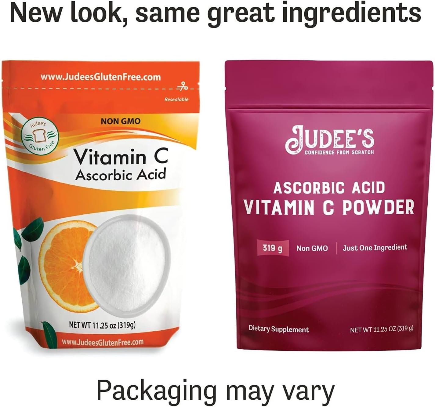 Judee's Pure Vitamin C Powder 11.25oz - Non-GMO, Gluten-Free, Nut-Free - Immune Support & Antioxidant - No Fillers - Cosmetics & Food Preservation