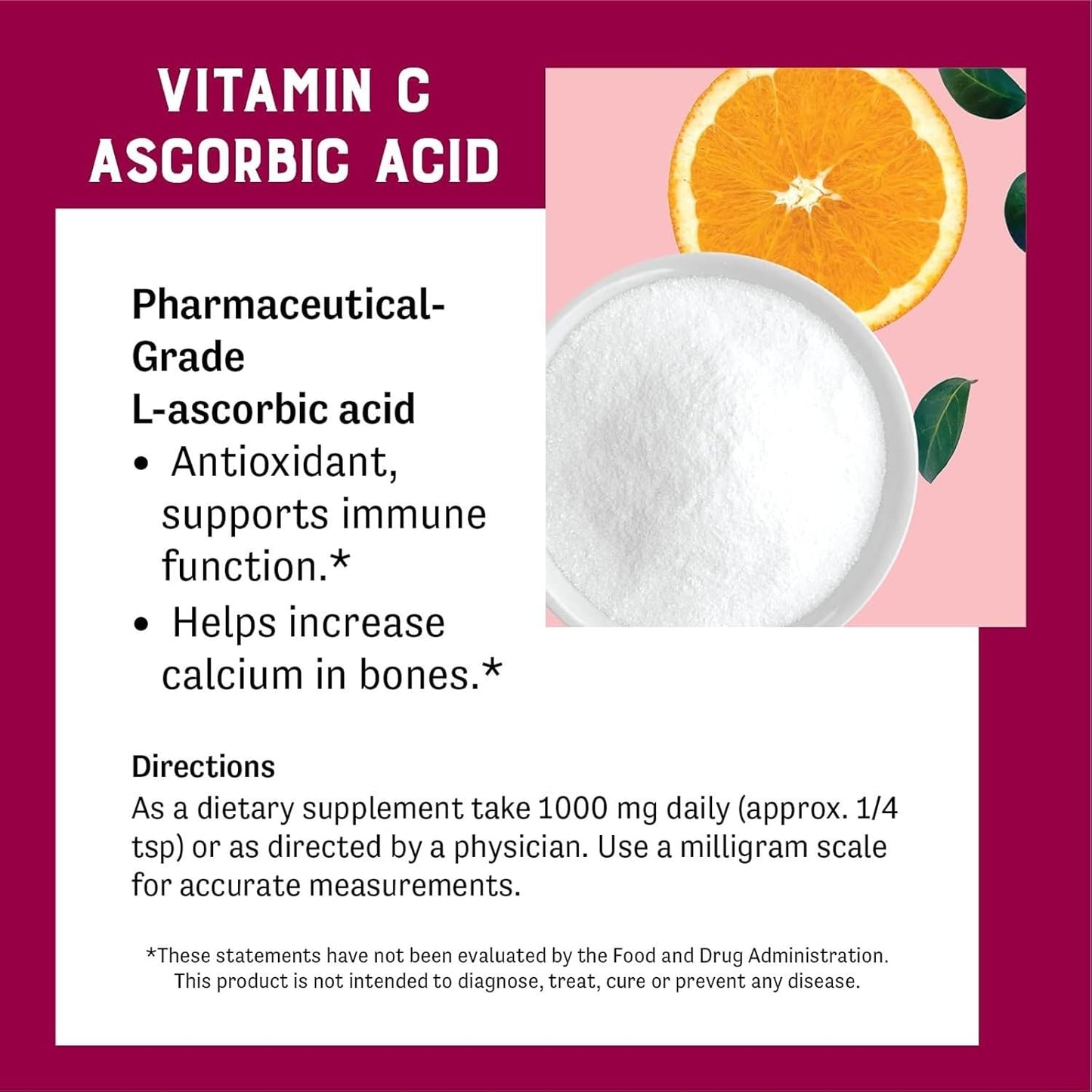 Judee's Pure Vitamin C Powder 11.25oz - Non-GMO, Gluten-Free, Nut-Free - Immune Support & Antioxidant - No Fillers - Cosmetics & Food Preservation