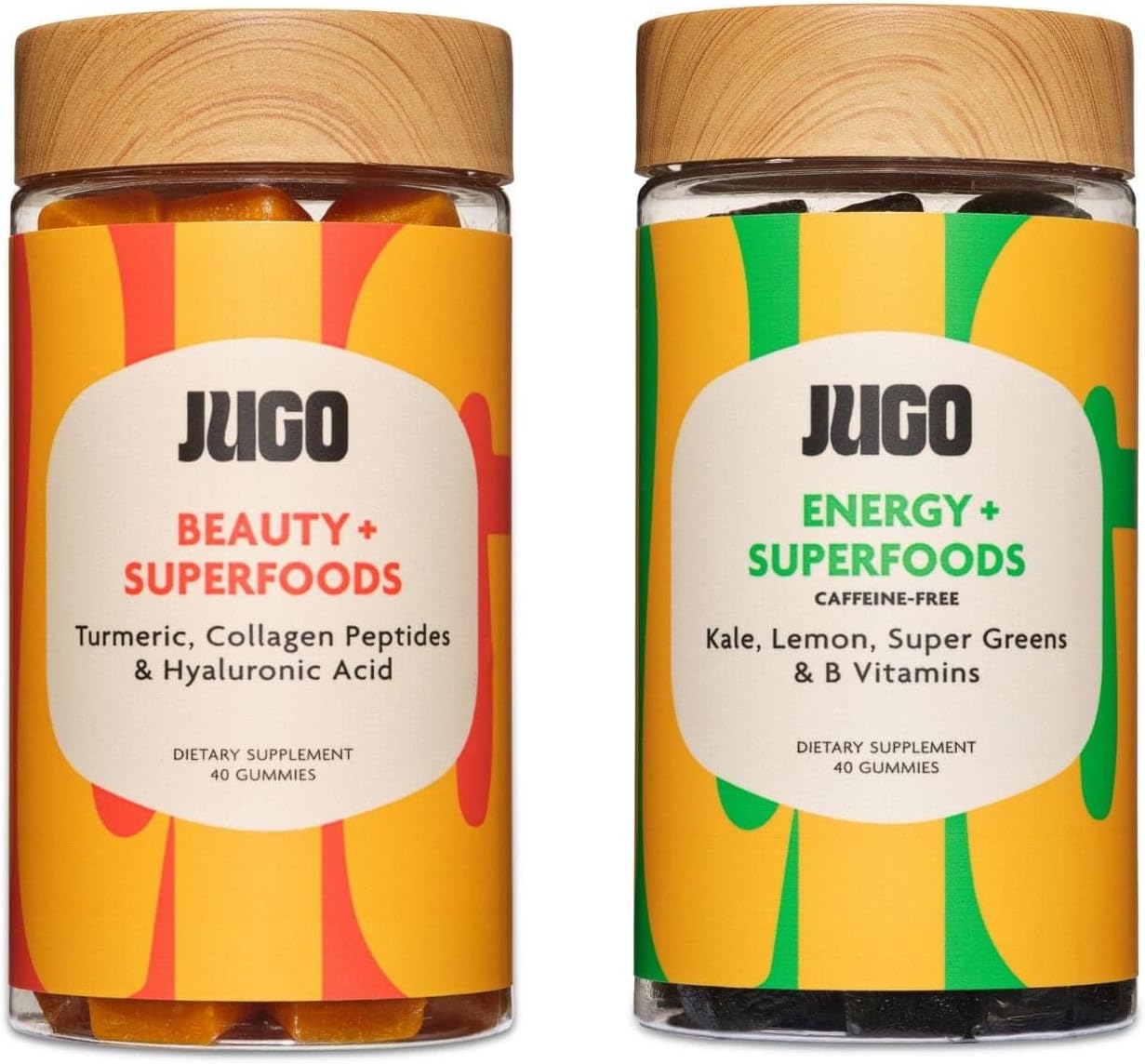 JUGO Beauty + Energy Gummy Bundle with Collagen, Biotin, Vitamin B12 for Radiant Hair, Skin, and Nails - Natural Energy Boost