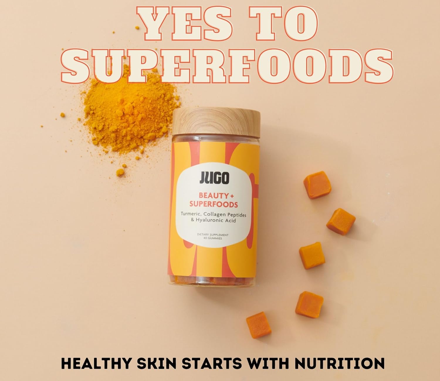 JUGO Beauty + Energy Gummy Bundle with Collagen, Biotin, Vitamin B12 for Radiant Hair, Skin, and Nails - Natural Energy Boost