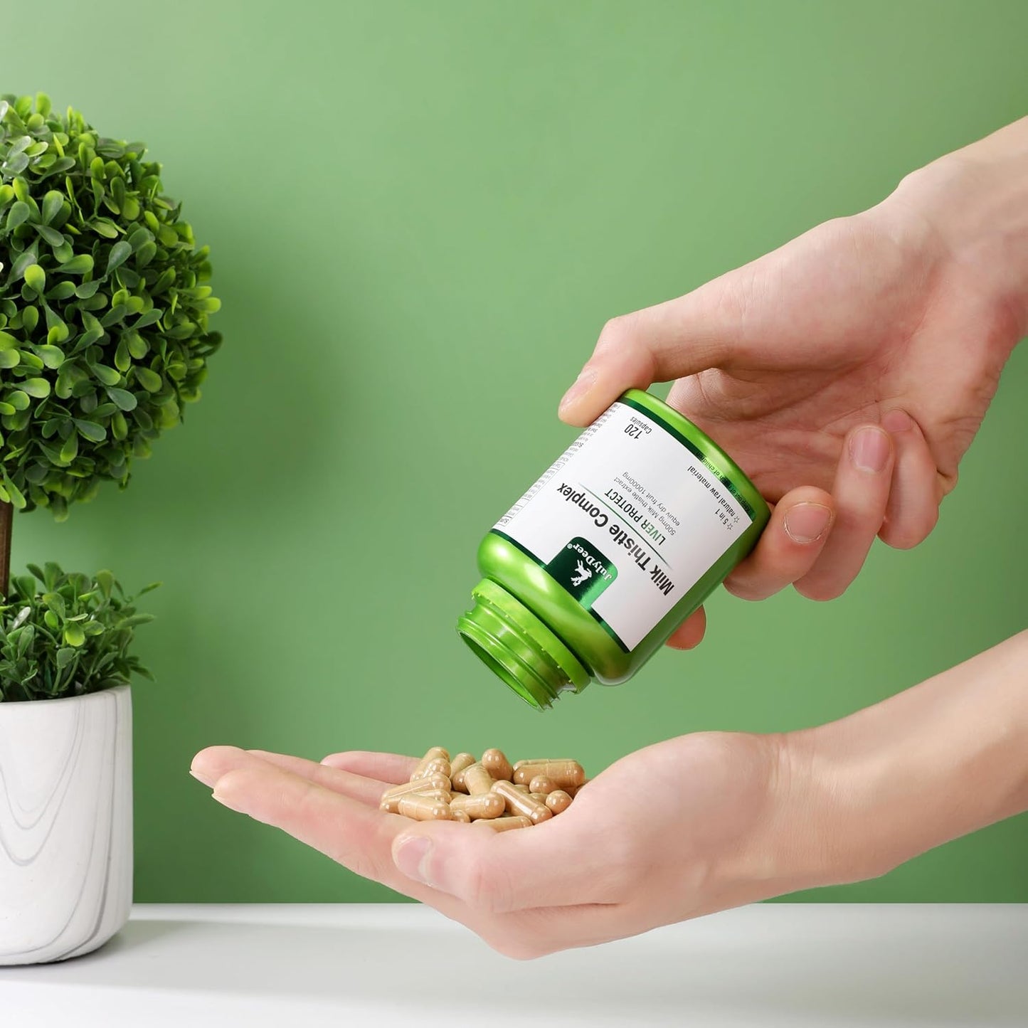 JulyDeer Milk Thistle Capsules - 500mg Liver Support & Antioxidant Detox Supplement for Hangover & Skin - 120 Capsules