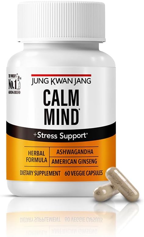 JungKwanJang Calm Formula Supplement with Ashwagandha, American Ginseng, L-Theanine - 60 Capsules for Men and Women