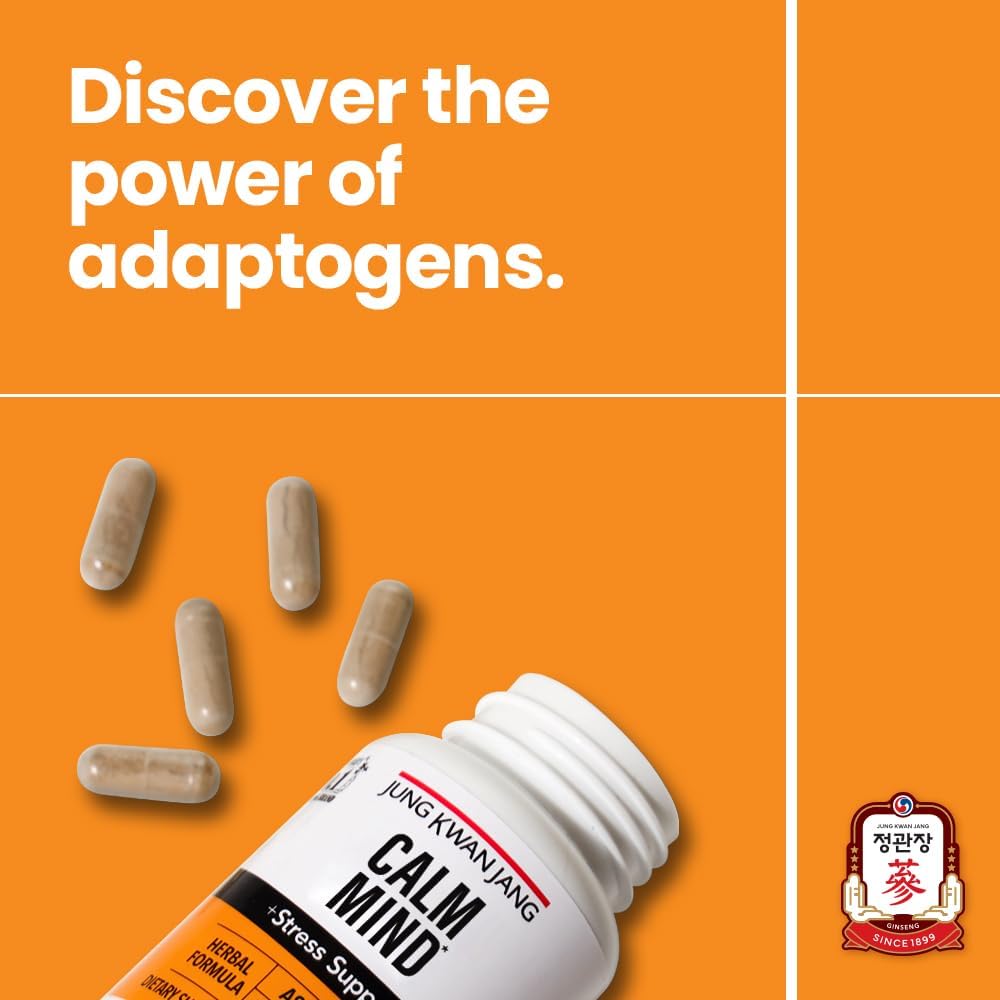 JungKwanJang Calm Formula Supplement with Ashwagandha, American Ginseng, L-Theanine - 60 Capsules for Men and Women