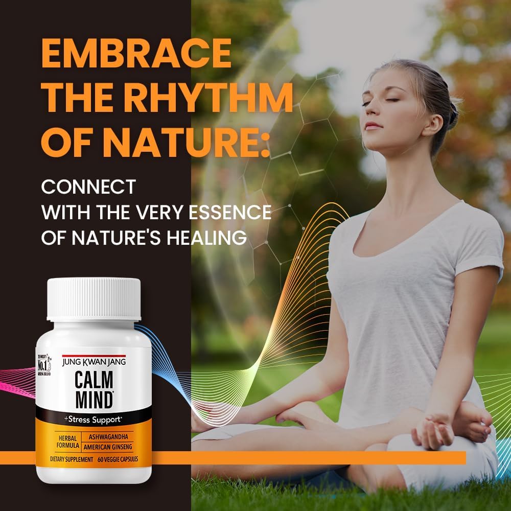 JungKwanJang Calm Formula Supplement with Ashwagandha, American Ginseng, L-Theanine - 60 Capsules for Men and Women