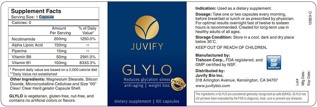 Juvify Anti-Aging and Weight Management Supplement - Enhances Energy, Suppresses Appetite, and Stimulates Cell Renewal - 60 Capsules for Vitality and Healthy Aging