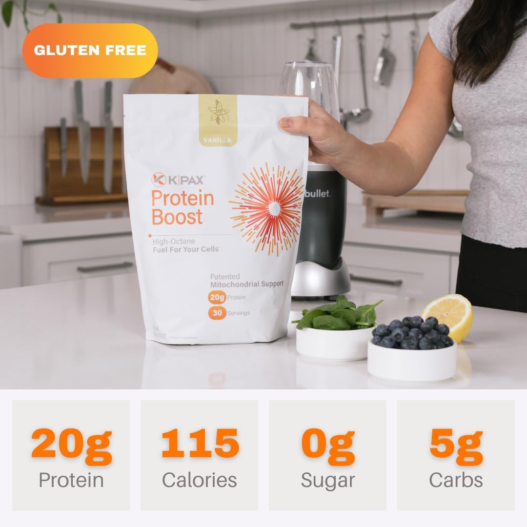 K* PAX KPAX Immune Protein Blend with Green Superfood & Probiotics - Vanilla 2lb, Supports Mitochondrial Health