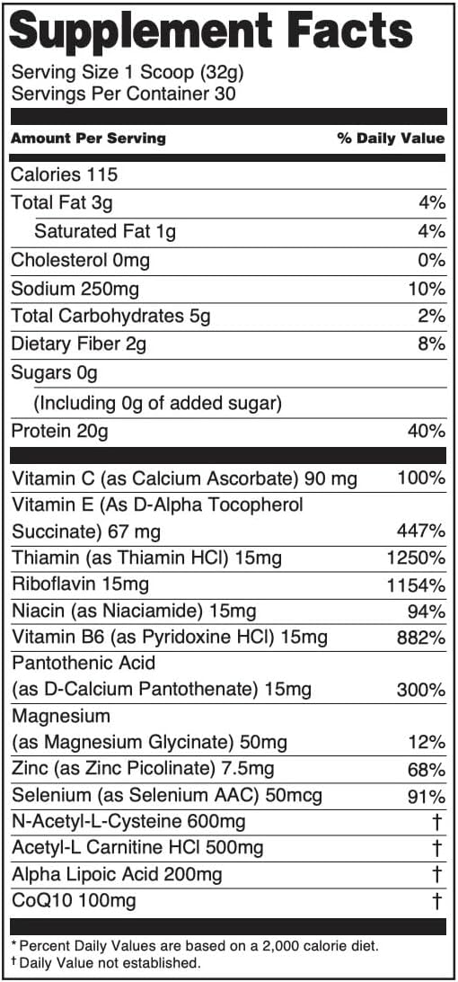 K* PAX KPAX Immune Protein Blend with Green Superfood & Probiotics - Vanilla 2lb, Supports Mitochondrial Health