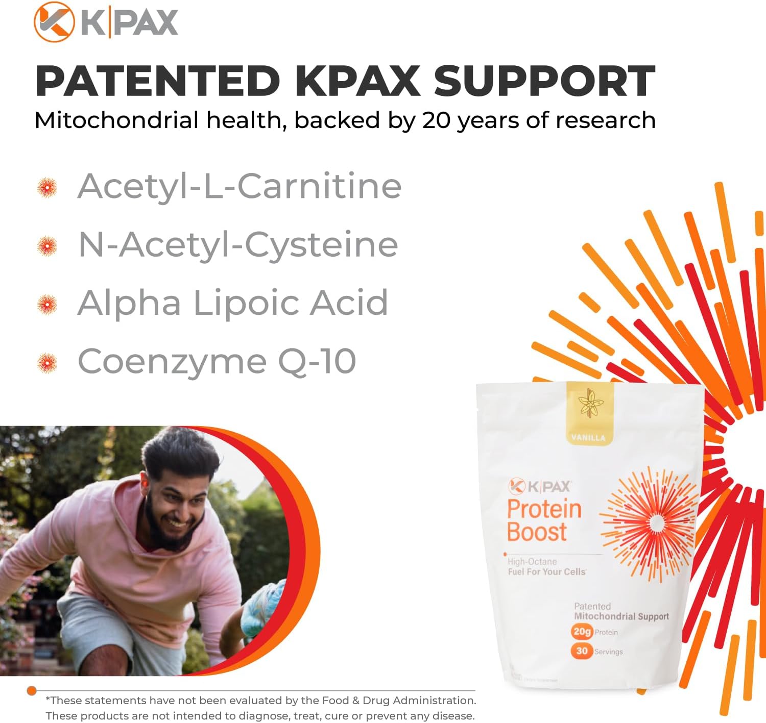K* PAX KPAX Immune Protein Blend with Green Superfood & Probiotics - Vanilla 2lb, Supports Mitochondrial Health
