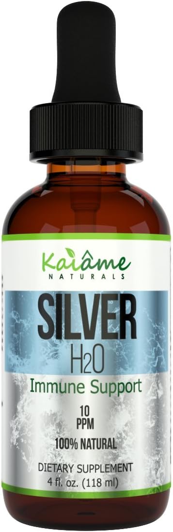 Kaiame Naturals Colloidal Silver Solution 10 PPM - Natural Immune Support for Adults, Children, and Pets - Large 4 oz Glass Bottle with Dropper