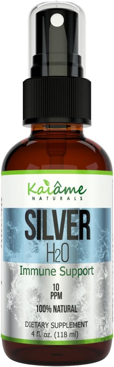Kaiame Naturals Colloidal Silver Spray: 10 PPM Ionic Silver Solution for Immune Support - 4 oz Glass Bottle, Safe for Adults, Kids, Pets