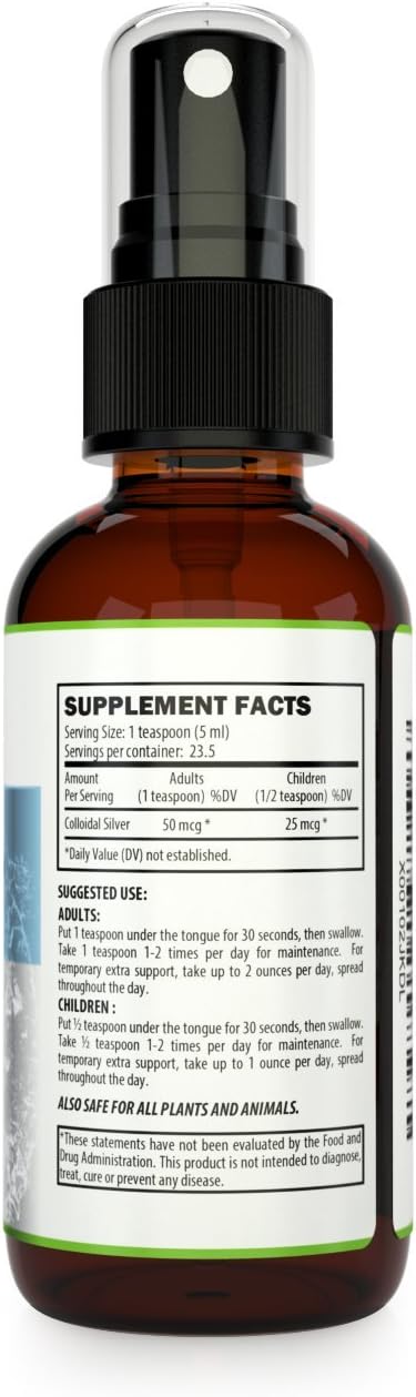 Kaiame Naturals Colloidal Silver Spray: 10 PPM Ionic Silver Solution for Immune Support - 4 oz Glass Bottle, Safe for Adults, Kids, Pets