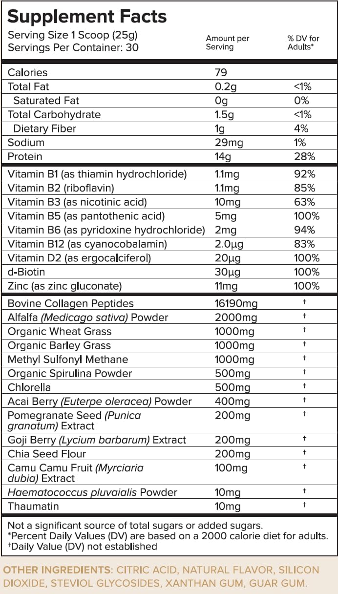 KAILO Nutrition Mixed Berry Collagen with Super Greens, Vitamins, Protein - Skin, Hair, Immune Support - 26 oz.