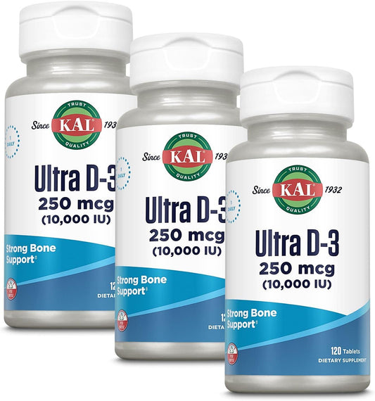 KAL 10000 Iu Ultra D-3 Tablets, 120 Count | Pack of 3