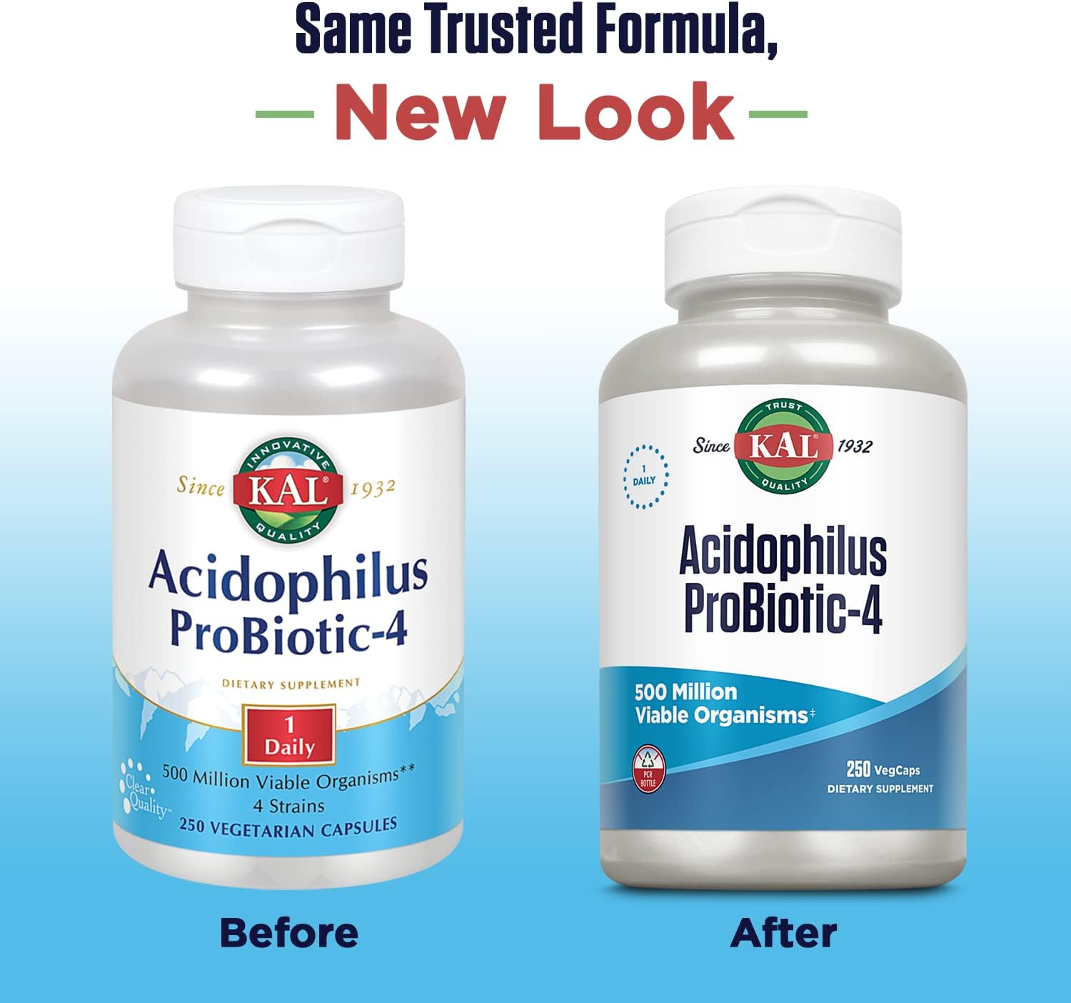 KAL Acidophilus ProBiotic-4 with Four Probiotic Strains, 500 Million CFUs, Freeze Dried VegCaps - Probiotics for Women and Men