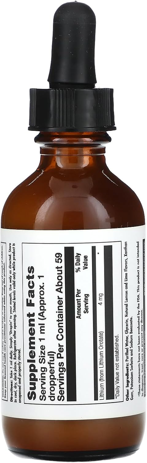 KAL Lemon Lime Lithium Orotate Drops - 2 fl oz (59 ml) - Natural Mood Support