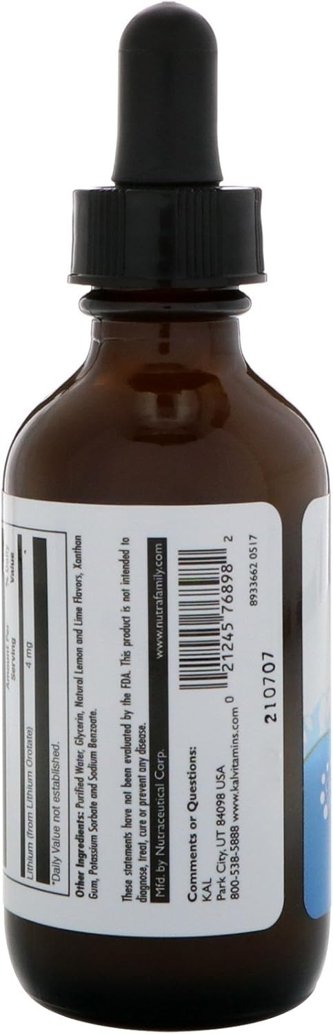 KAL Lemon Lime Lithium Orotate Drops - 2 fl oz (59 ml) - Natural Mood Support