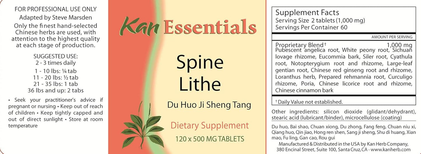 Kan Herbs Essentials Spine Lithe 120 Tablets - Support for a Supple Spine