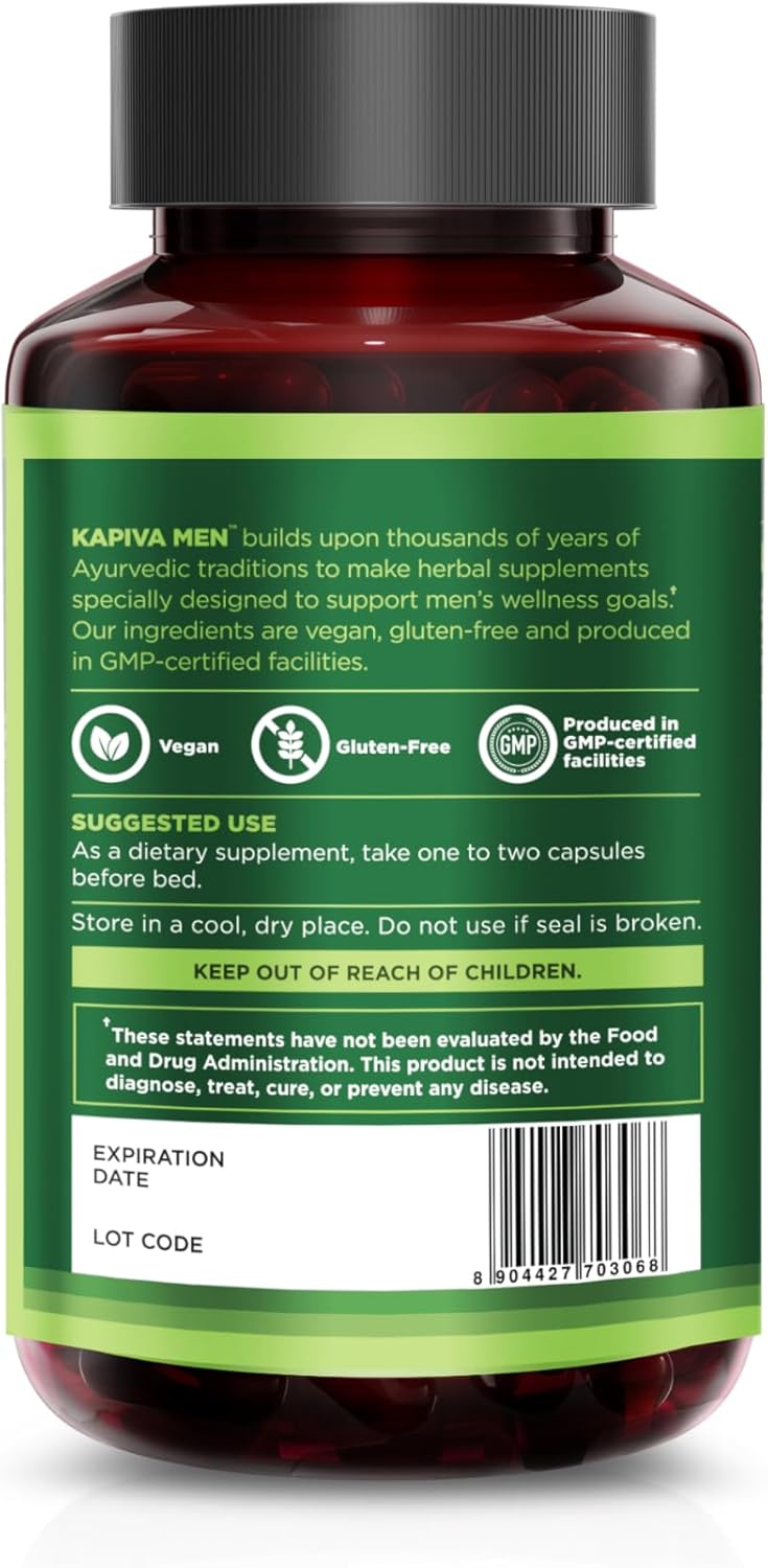 KAPIVA MEN Sleep Support Supplement with Bacopa, Valerian, Ashwagandha - Promotes Healthy Sleep, 60 Day Supply, 120 Capsules