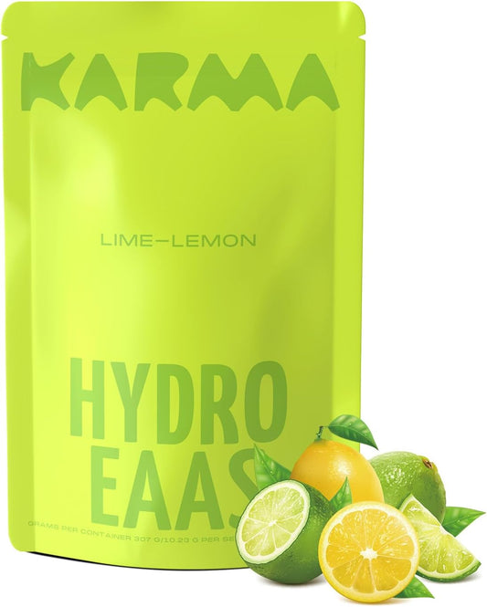Karma Nutrition Electrolyte EAA Powder - Hydration & Muscle Stamina, 4.8g Amino Acids, 2g Creatine, Lime Lemon Flavor - 30 Servings