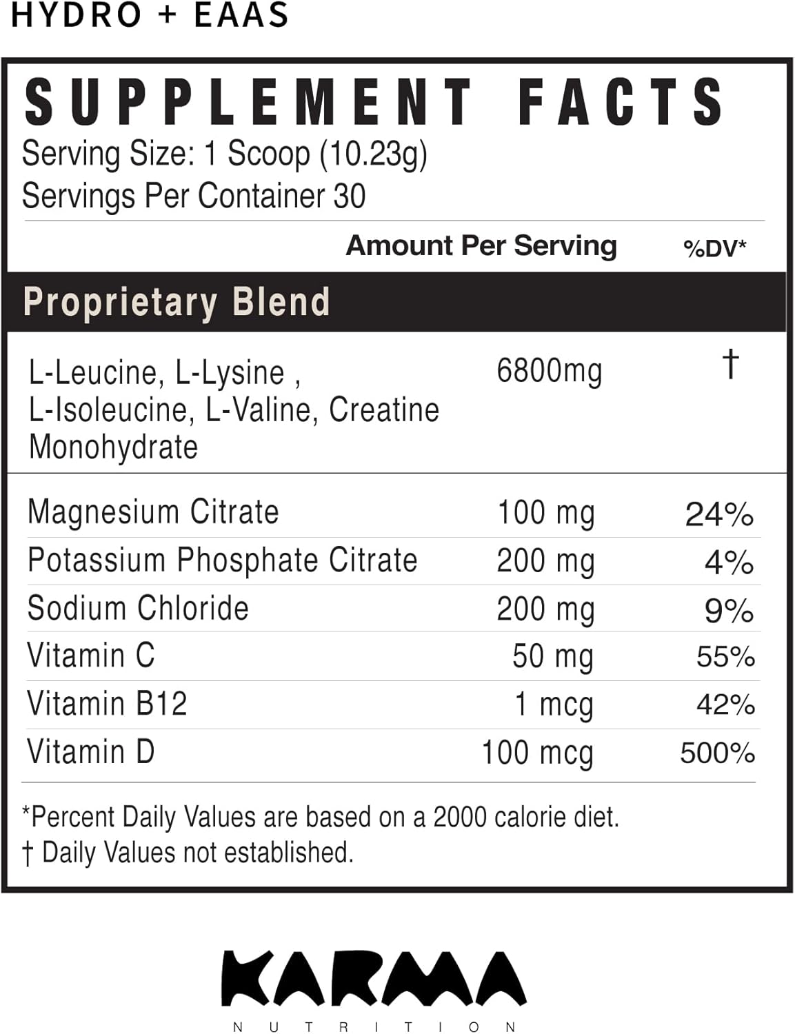Karma Nutrition Electrolyte EAA Powder - Hydration & Muscle Stamina, 4.8g Amino Acids, 2g Creatine, Lime Lemon Flavor - 30 Servings