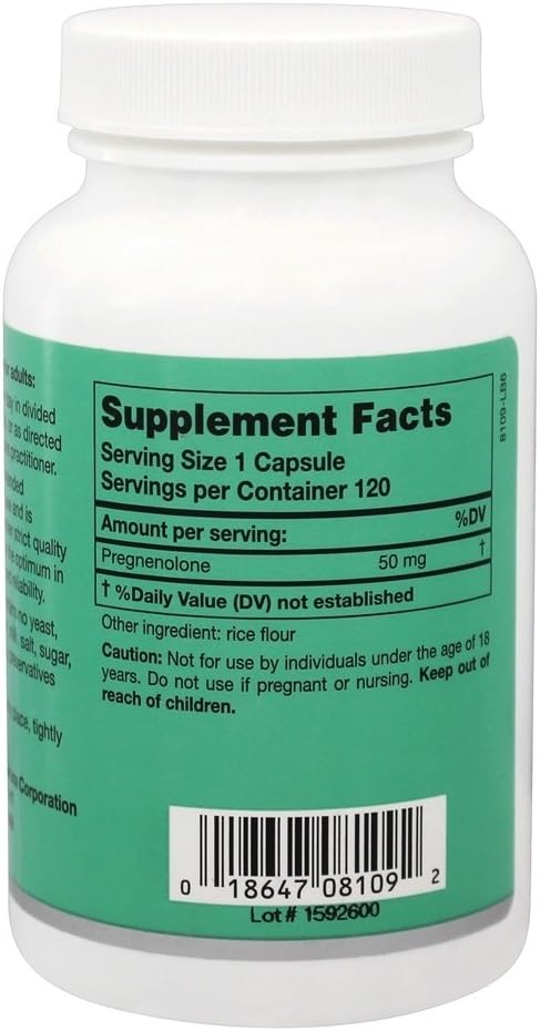 Karuna Pregnenolone 50 mg Capsules - 120 Count - Hormone Balance & Cognitive Support