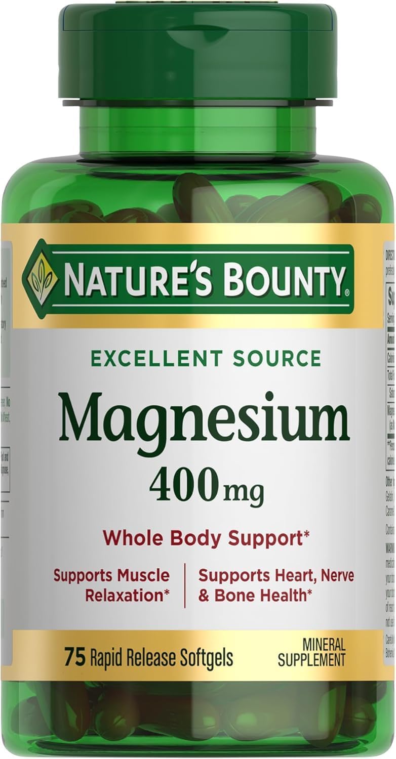 Katouigb Magnesium Softgels 400mg - 150 Count, Nature's Bounty Formula for Energy Support