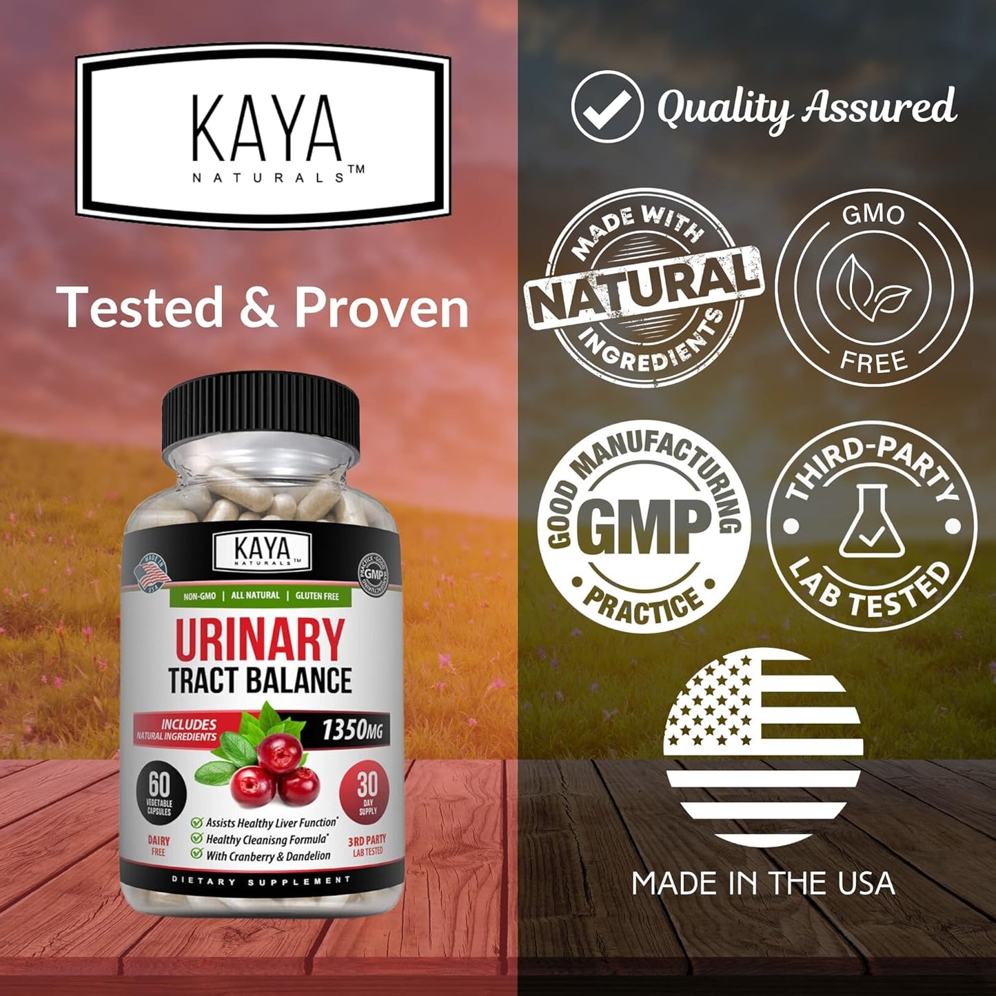 Kaya Naturals D-Mannose Capsules - Urinary Tract Cleanse with Cranberry, Hibiscus, & Dandelion Root - Bladder Health Supplement - 60 Veggie Caps