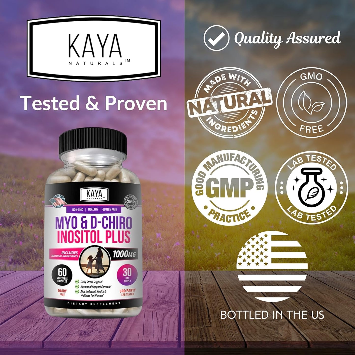 Kaya Naturals Myo & D-Chiro Inositol Plus Women's Vitamin B8 Supplement - 60 Capsules - BoostGo Australia