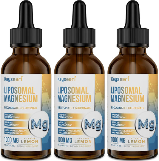 Kayseari High Strength Liposomal Magnesium Drops - 60ML Lemon Flavored Liquid for Sleep, Stress, Mood, and Gut Health