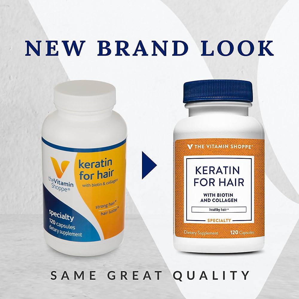 Keratin for Hair with Biotin & Collagen Capsules - Promotes Strong & Healthy Hair Growth, Enhances Hair Luster - 120 Count