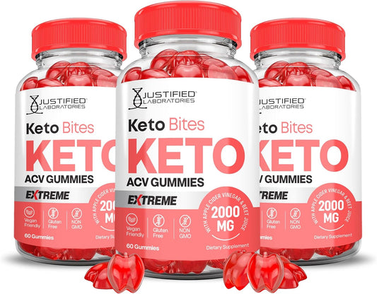 Keto ACV Gummies (3 Pack) 2000MG Extreme Strength with Pomegranate Beet Juice Powder - Non GMO Vegan Formula - 180 Gummies
